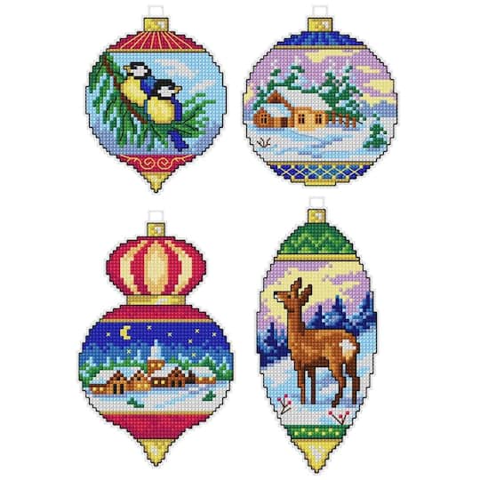Orchidea Christmas Balls Set Plastic Canvas Plastic Canvas Counted Cross Stitch Kit